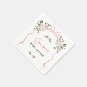 Coquette Roze Bow Bloemen Baby shower Papier Servet (Hoek)