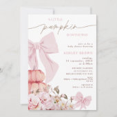 Coquette Roze Bow Bloemen Baby shower Uitnodiging (Voorkant)