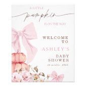 Coquette Roze Bow Bloemen Baby shower Welkomstbord Foto Afdruk (Voorkant)