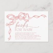 Coquette Roze Bow Boeken voor Baby Meisje Douche Informatiekaartje (Voorkant)