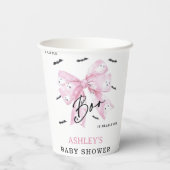 Coquette Roze Bow Boo Baby shower Papieren Bekers (Achterkant)