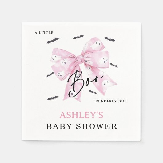 Coquette Roze Bow Boo Baby shower Servet (Voorkant)