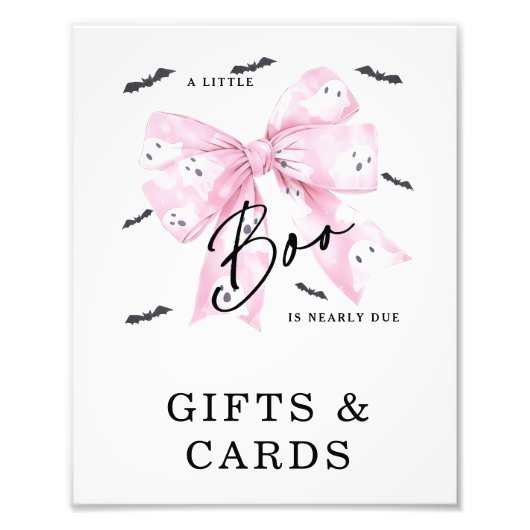Coquette Roze Bow Boo Baby shower Teken Foto Afdruk (Voorkant)