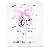 Coquette Roze Bow Boo Baby shower Welkomstbord Foto Afdruk (Voorkant)
