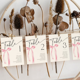 Coquette Roze Bow Bruids Tafel Nummer Plaats Kaart