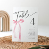 Coquette Roze Bow Bruids Tafel Nummer Plaats Kaart