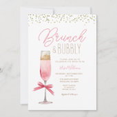 Coquette Roze Bow Brunch & Bubbly Vrijgezellenfees Kaart (Voorkant)