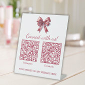 Coquette Roze Bow Business Twee QR-codes Reclamebord Met Voetstuk
