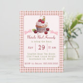 Coquette Roze Bow Cherry Cake Schattige Vrijgezell Kaart (Staand voorkant)