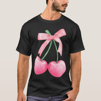 Coquette Roze Bow Cherry Valentijnsdag Esthetisch T-shirt