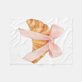 Coquette Roze Bow Croissant Schattige Bakken Baker Fleece Deken (Voorkant (Horizontaal))