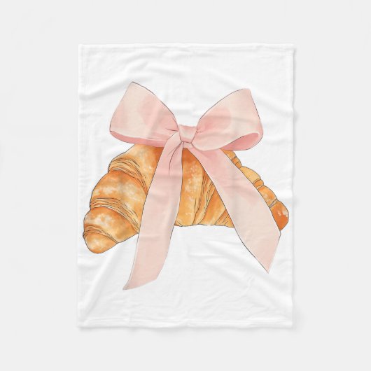 Coquette Roze Bow Croissant Schattige Bakken Baker Fleece Deken (Voorkant)