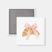 Coquette Roze Bow Croissant Schattige Bakken Baker Magneet (Voorkant / Achterkant)