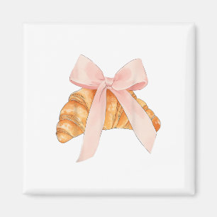 Coquette Roze Bow Croissant Schattige Bakken Baker Magneet