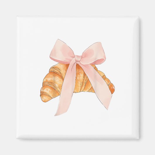 Coquette Roze Bow Croissant Schattige Bakken Baker Magneet (Voorkant)
