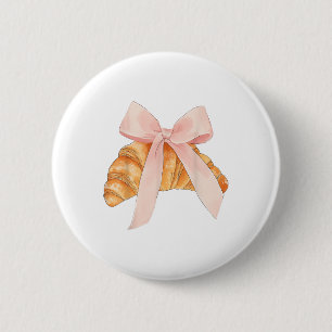 Coquette Roze Bow Croissant Schattige Bakken Baker Ronde Button 5,7 Cm