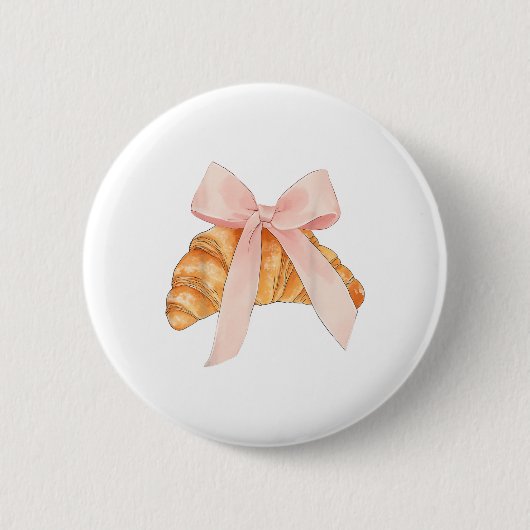Coquette Roze Bow Croissant Schattige Bakken Baker Ronde Button 5,7 Cm (Voorkant)