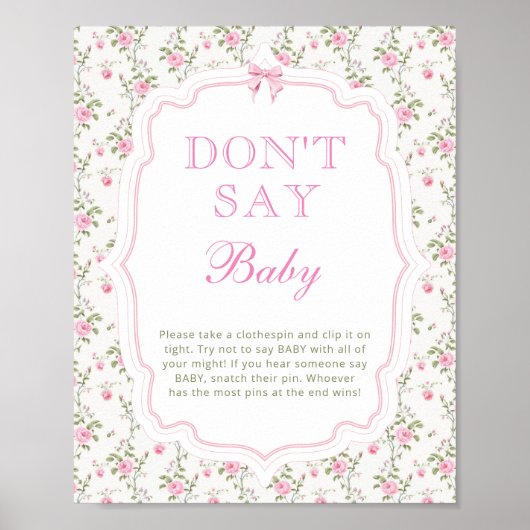 Coquette Roze Bow Dont Say Baby Poster (Voorkant)