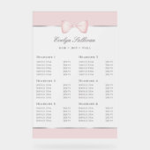 Coquette Roze Bow Doorschijnende prijslijst Acryl Bord (Voorkant)