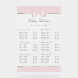 Coquette Roze Bow Doorschijnende prijslijst Acryl Bord