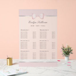 Coquette Roze Bow Doorschijnende prijslijst Acryl Bord