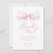 Coquette Roze Bow Eerste Verjaardag Bedankt Card (Voorkant)