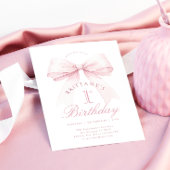 Coquette Roze Bow Eerste verjaardag Uitnodiging