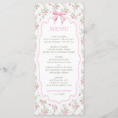 Coquette Roze Bow Elegant  Baby shower Menu (Voorkant)