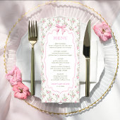 Coquette Roze Bow Elegant  Baby shower Menu