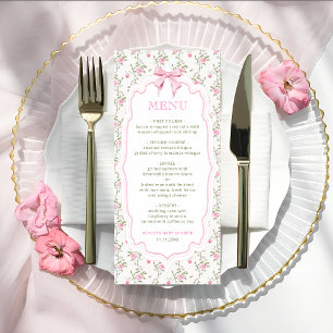 Coquette Roze Bow Elegant Baby shower Menu