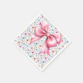 Coquette Roze Bow Elegant Bloemen Ontwerp Servet (Hoek)