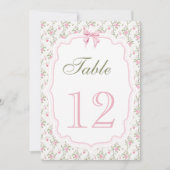 Coquette Roze Bow Elegant  Tafelnummer (Voorkant)