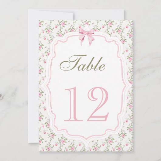 Coquette Roze Bow Elegant  Tafelnummer (Voorkant)