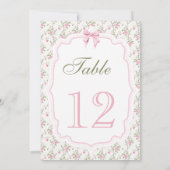 Coquette Roze Bow Elegant  Tafelnummer (Achterkant)