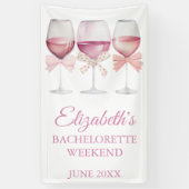 Coquette Roze Bow en wijn Bachelorette Banner (Verticaal)