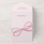 Coquette Roze Bow Foto Drievouw Alles in Een Kaart (Buitenkant)