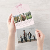 Coquette Roze Bow Foto Drievouw Alles in Een Kaart (Afscheurbaar)