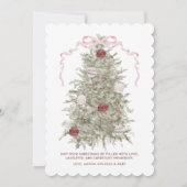 Coquette Roze Bow Foto Kerstmis Feestdagenkaart (Achterkant)