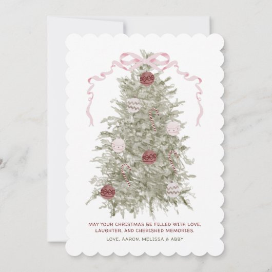 Coquette Roze Bow Foto Kerstmis Feestdagenkaart (Achterkant)