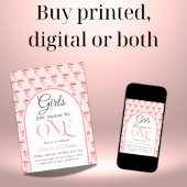 Coquette Roze Bow Girl Eerste 1e verjaardag Kaart