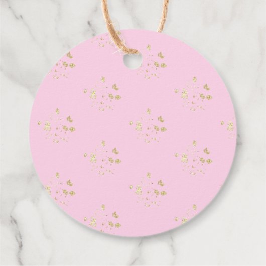 Coquette Roze Bow Goud Glitter Script Bedankt Bedankjes Labels (Achterkant)