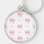Coquette Roze Bow & Harten Sleutelhanger (Voorkant)