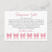Coquette Roze Bow Honeymoon Wens Vrijgezellenfeest Informatiekaartje (Voorkant)