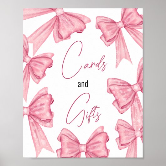 Coquette Roze Bow kaarten geschenken vrijgezellenf Poster (Voorkant)