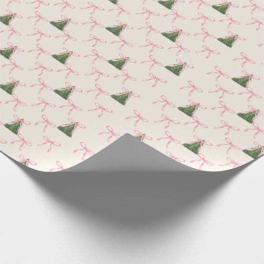 Coquette Roze Bow Kerstboom Cadeaupapier (Hoek)