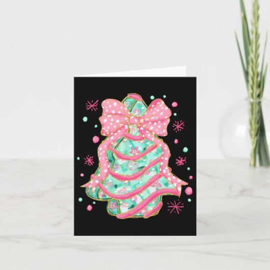 Coquette Roze Bow Kerstboom Taart Preppy Chris Kaart (Voorkant)
