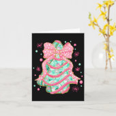 Coquette Roze Bow Kerstboom Taart Preppy Chris Kaart (Gele Bloem)