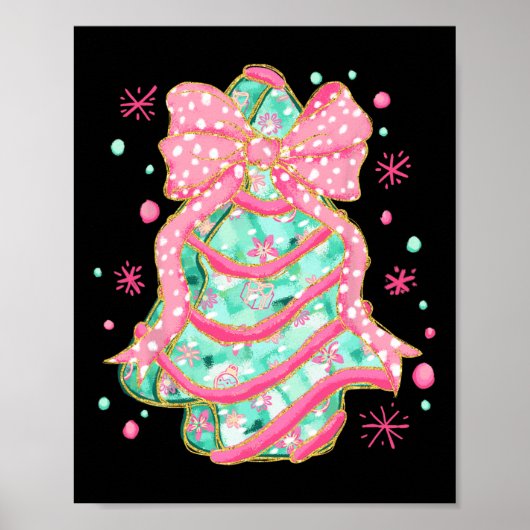 Coquette Roze Bow Kerstboom Taart Preppy Chris Poster (Voorkant)