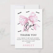 Coquette Roze Bow Little Boo Baby shower Bedankkaart (Voorkant)