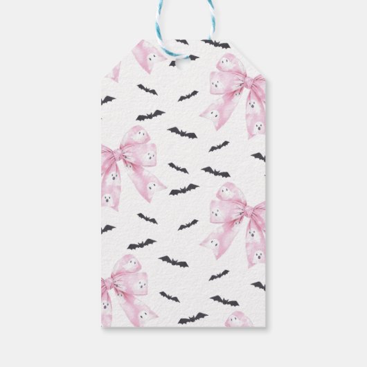 Coquette Roze Bow Little Boo Baby shower Cadeaulabel (Achterkant)